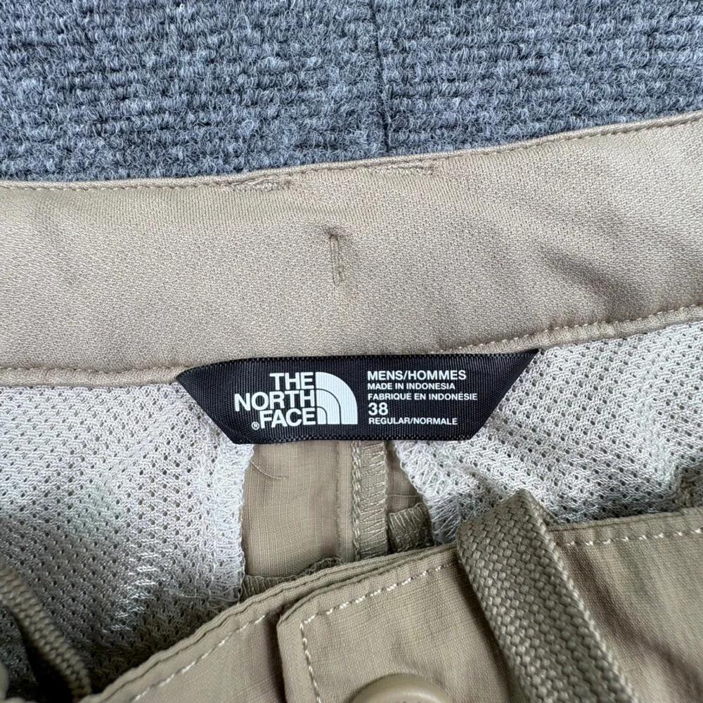 The North Face Mens Tan Khaki Nylon Hiking Shorts Size 38 Drawstring Trekking